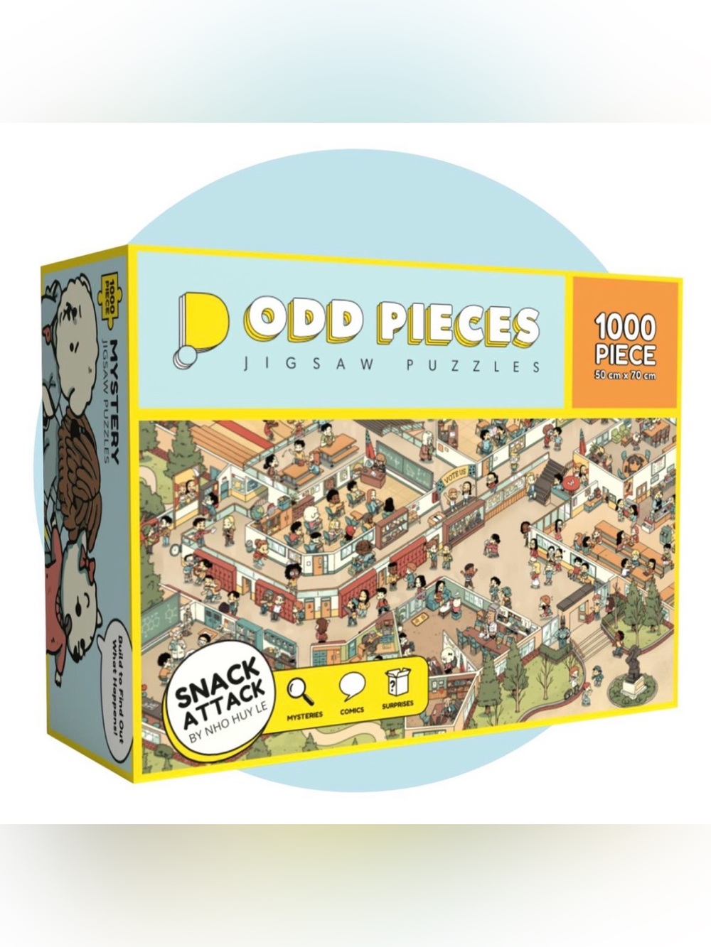 Odd Pieces Snack Attack 1000 Piece Mystery Jigsaw Puzzle by Nho Huy Le COMPLETE